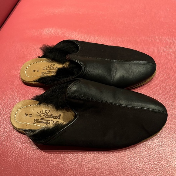Sabah Black Leather Mules Classic Comfort - Picture 3 of 5